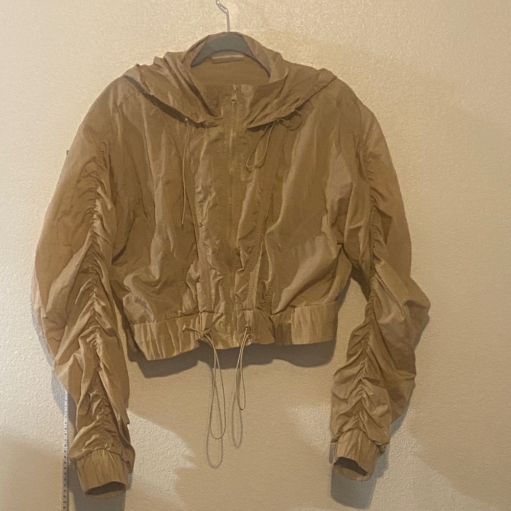 Popflex Tan Cropped Windbreaker jacket